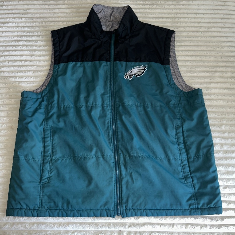 Philadelphia Eagles G-III NFL F Reversible Puffer Vest Mens 3XL Green Black Gray